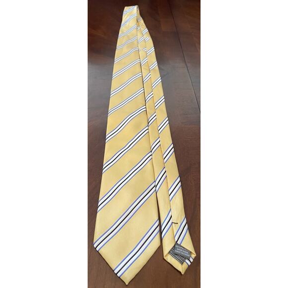 Gold Blue Hand Made 100% Polyester Striped Men’s Neck Tie Made In China - Picture 3 of 9